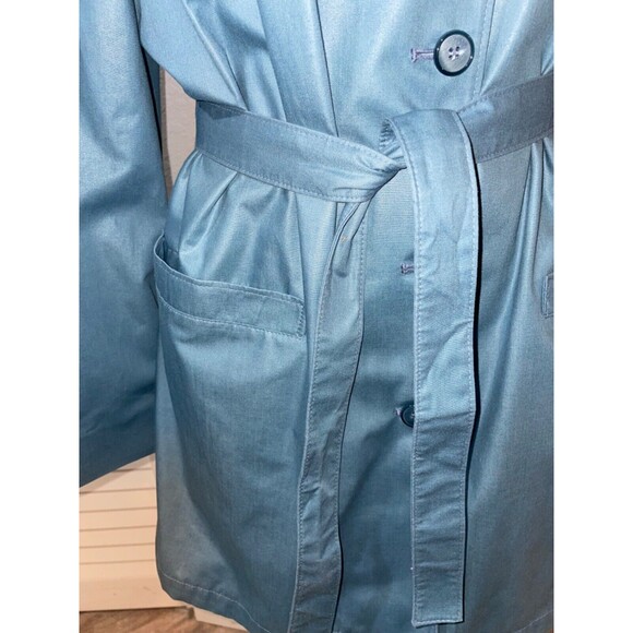 London Fog Women's Size 16 Vintage Blue Trench Coat made in USA - Picture 3 of 11